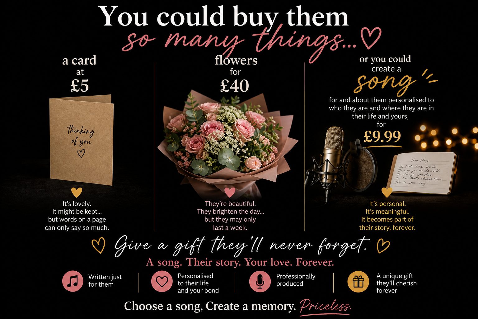 By a card, flowers or a song